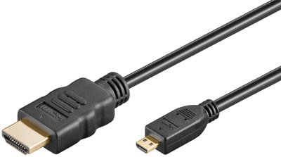 Кабель відео-сигнальний HDMI-micro M/M 0.5m Goobay (75.05.3780) HS+HEC+ARC 4K@60Hz D=4.2mm Gold 75.05.3780 фото
