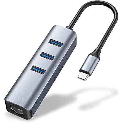 Перехідник мережевий USB Type-C-RJ45 LAN M/F Lucom (62.09.8192) (USB3.0) 0.20m GigaLan +HUBx3 62.09.8192 фото