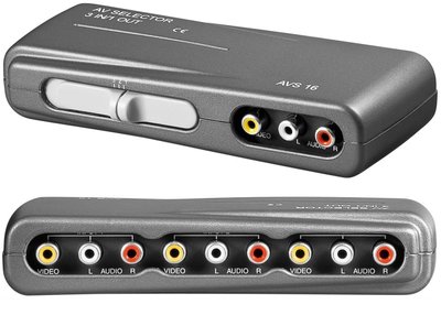 Перехідник аудіо-відео RCA 3x1 F/F (Switch AV) Goobay (75.06.0925) 3AV-input/1AV-output ручний 75.06.0925 фото