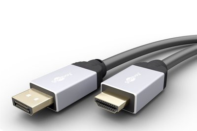 Кабель монітора-адаптер DisplayPort-HDMI M/M (HDMIекран) 2.0m Goobay (75.07.1958) v1.2 4K@60Hz D=6.0mm Metal Gold 75.07.1958 фото
