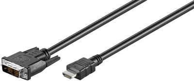 Кабель монітора-адаптер HDMI-DVI M/M 1.0m Goobay (75.03.3880) 18+1 D=5.5mm Nickel 75.03.3880 фото