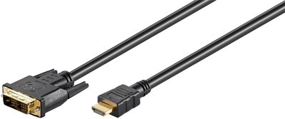 Кабель монітора-адаптер HDMI-DVI M/M 2.0m Goobay (75.03.3881) 18+1 D=5.5mm Nickel 75.03.3881 фото