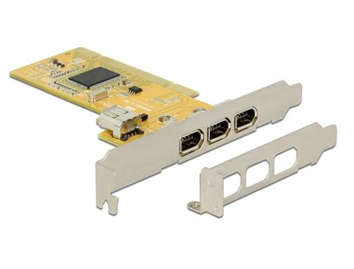 Перехідник відео PCI-FireWire 6p Delock(70.08.9443) x4 (3ext+1int) LSI +LowProfile 70.08.9443 фото