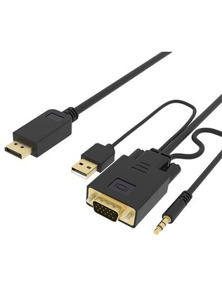 Перехідник відео DisplayPort-VGA HD15 M/M (DP-екран) Lucom (62.09.8237) 1080p 2.0m +Audio USBpower 62.09.8237 фото