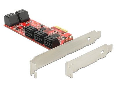 Перехідник накопичувача PCIe-SATA 7p Delock(70.08.9384) x10 6Gbps JMicron +LowProfile 70.08.9384 фото