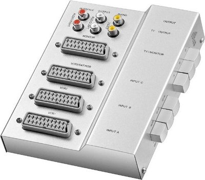 Перехідник аудіо-відео SCART 3x1 Goobay (75.06.0846) (2xRCA) Switch Selector Metal 75.06.0846 фото